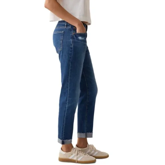 Gap Girlfriend Jeans Mid Rise Relaxed Fit Ankle Length Size 12 TALL Long - Picture 2 of 13